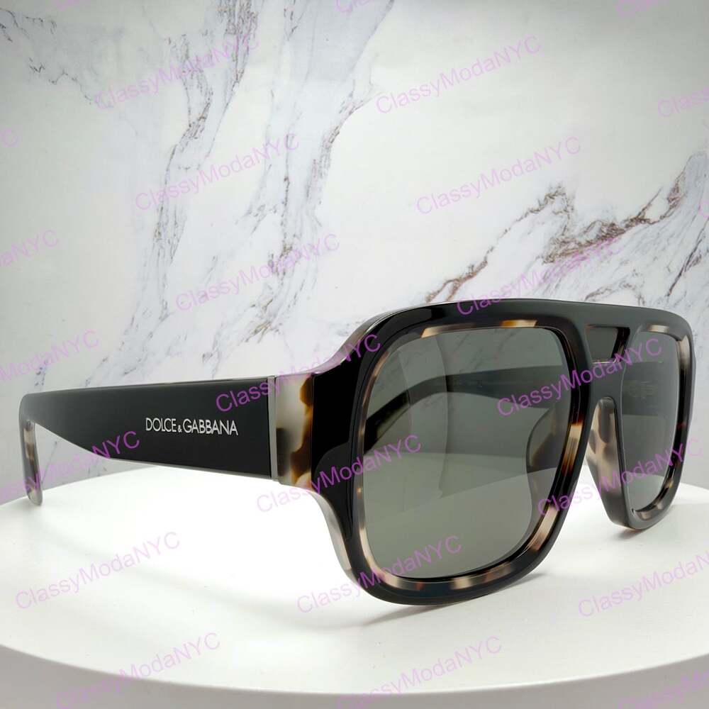 New Dolce & Gabbana Sunglasses Black Aviator Square Pilot Gray Lens 55-18